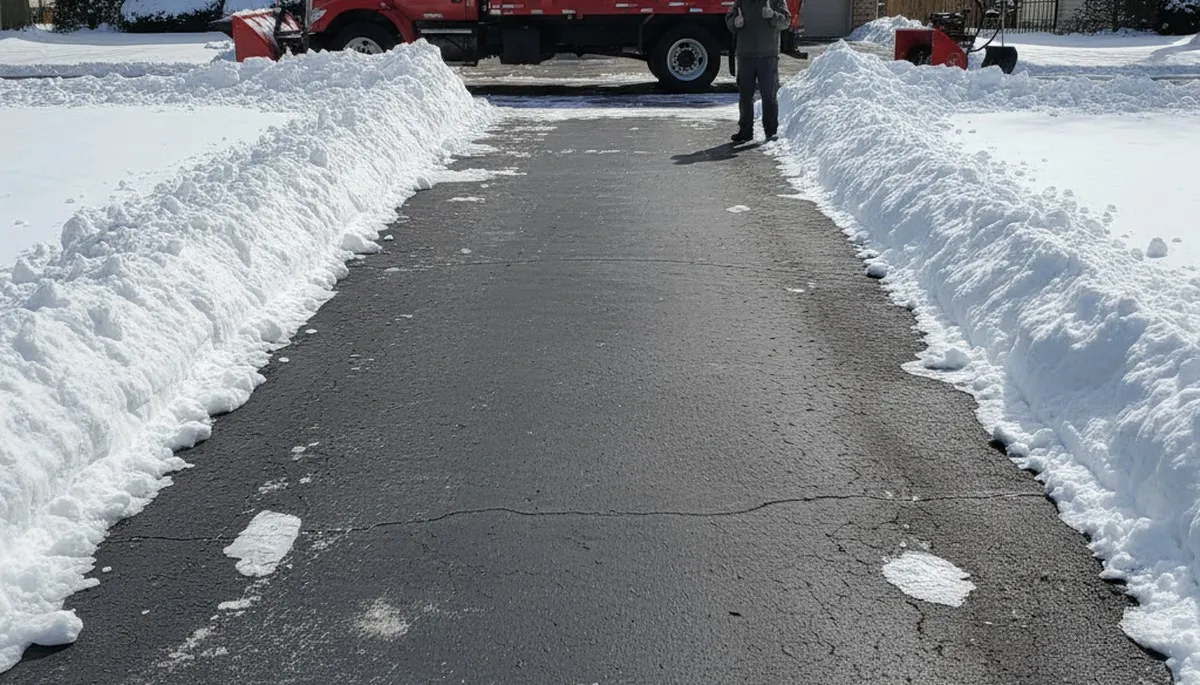 Cleared driveway after snow removal by Chop Chop Landscaping in Fort Wayne, IN