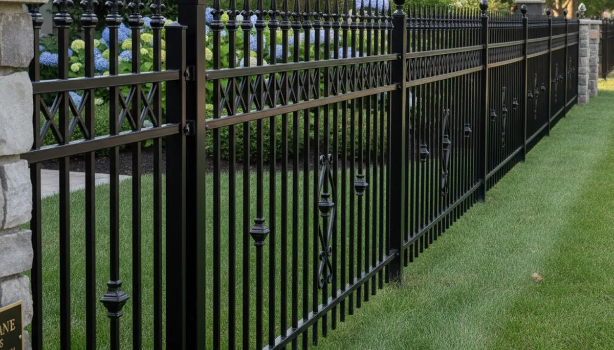 Black ornamental metal fence installation by Chop Chop Landscaping in Fort Wayne, IN