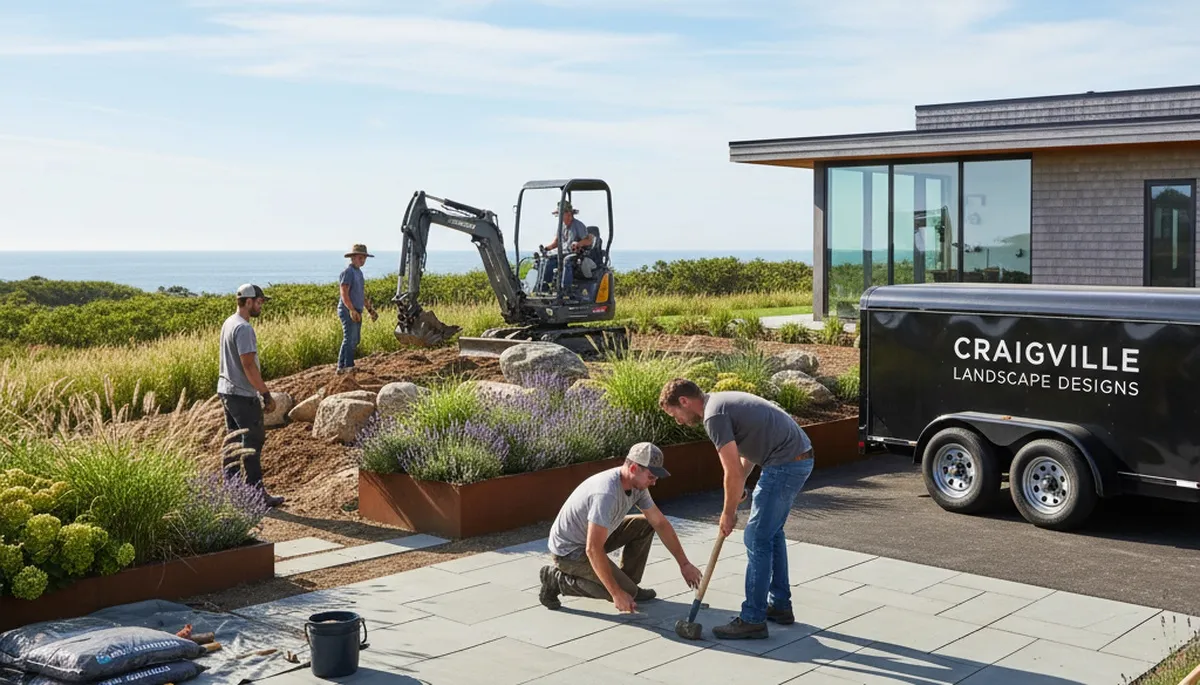 Landscaping crew providing professional lawn care services in Fort Wayne, IN