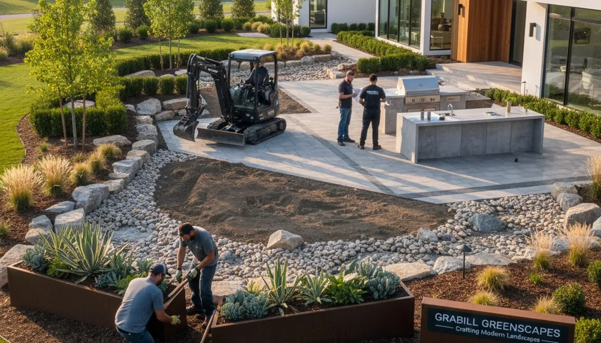 Landscaping crew providing lawn care services in Fort Wayne, IN