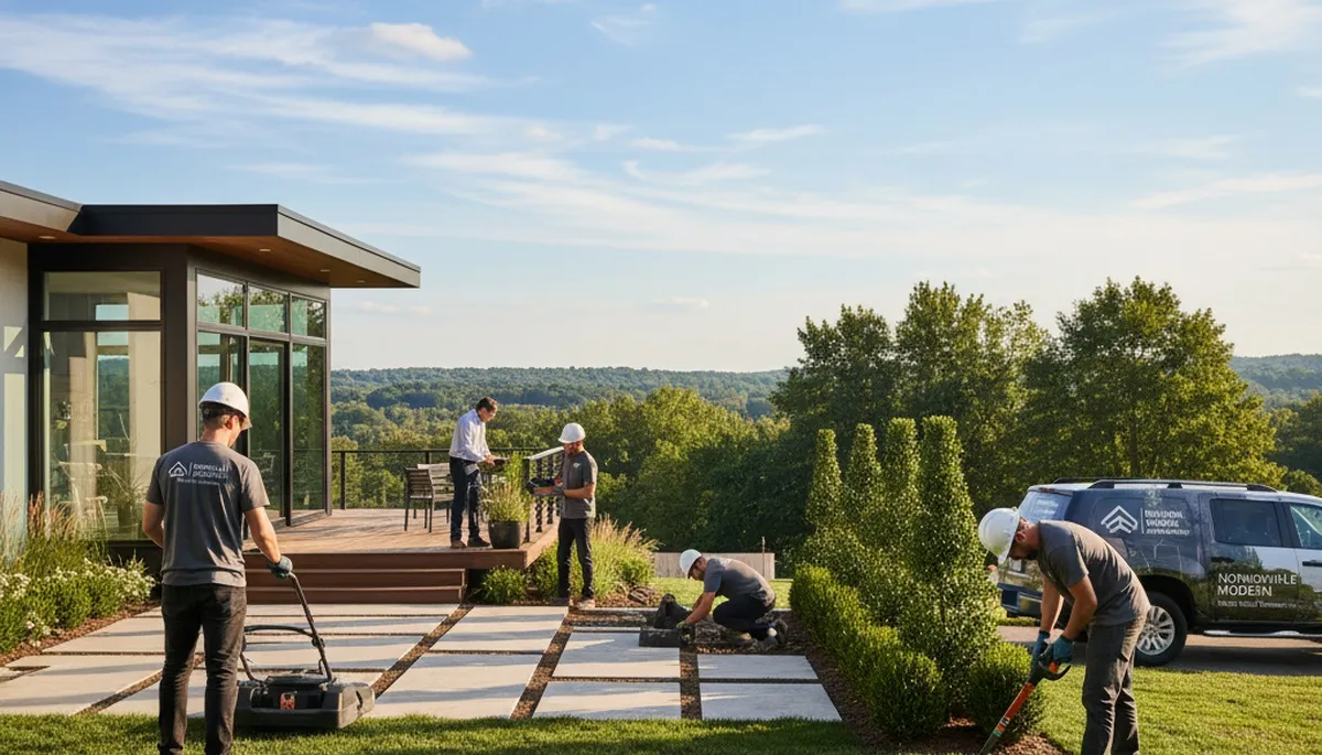 Landscaping crew in Fort Wayne, IN providing professional lawn and landscape services