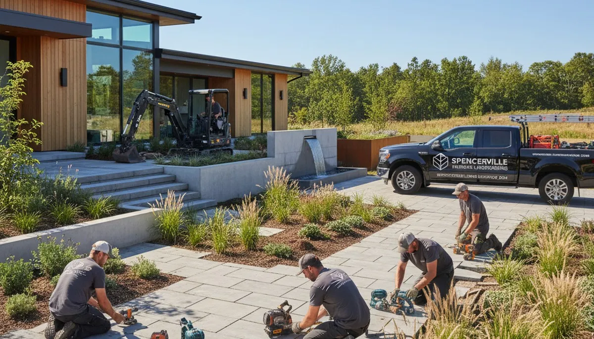 Landscaping crew in Fort Wayne, IN providing professional yard maintenance services