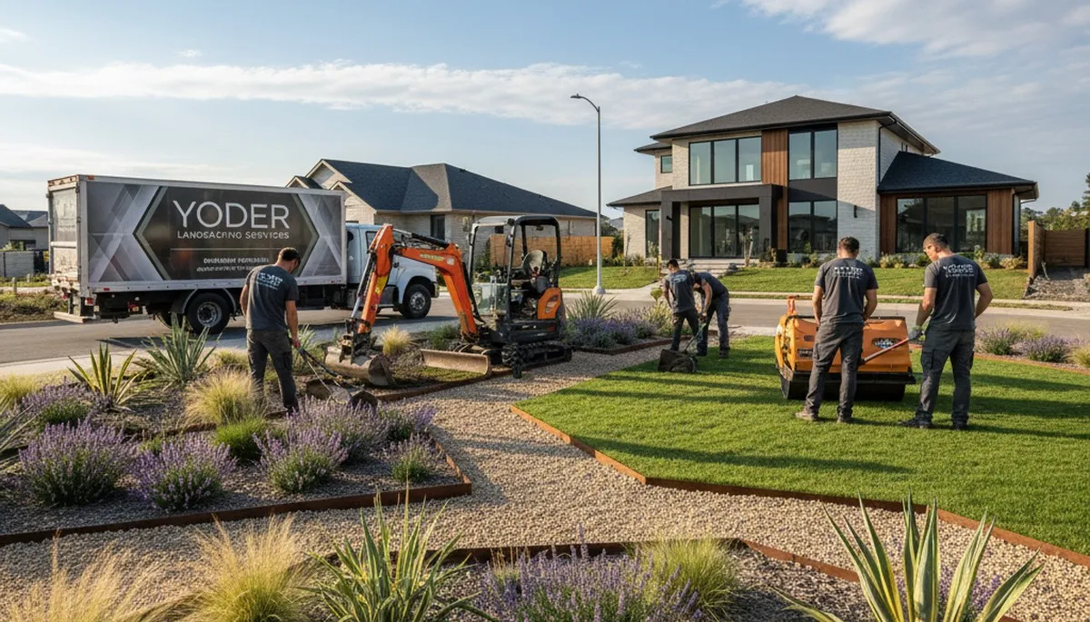 Landscaping crew in Fort Wayne, IN providing professional yard and lawn care services