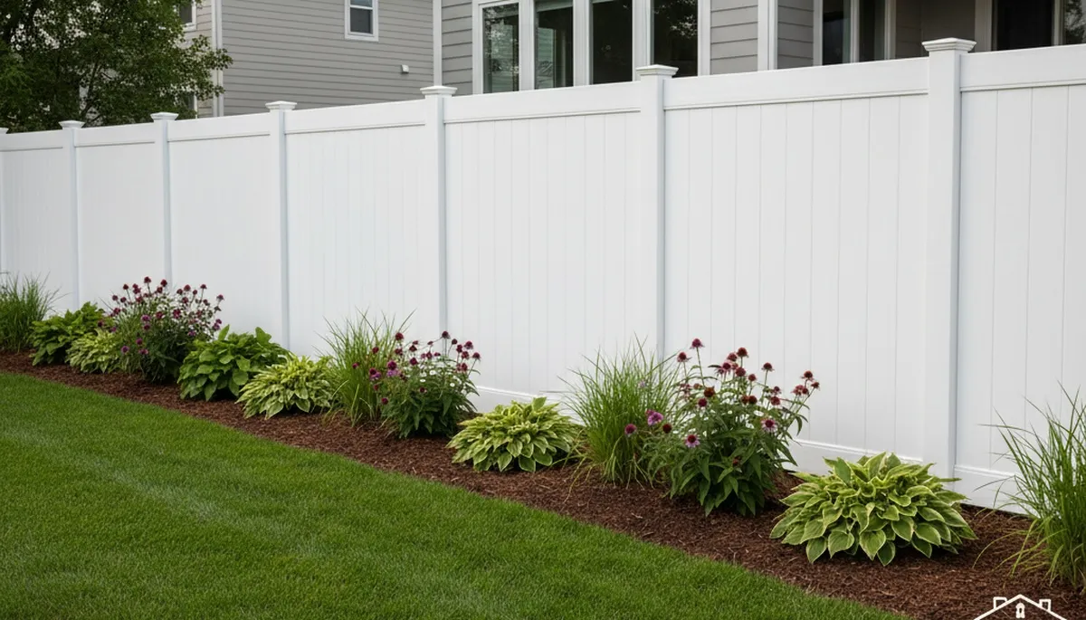 White wooden privacy fence installation by Chop Chop Landscaping in Fort Wayne, IN